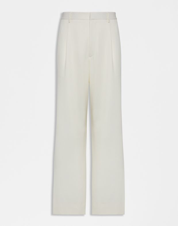Pantalone color crema con piega in crepe cover