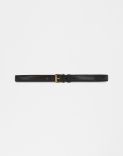Cintura in pelle nera con fibbia in ottone 1