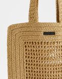 Sac Shopping Beige Tressé en Viscose 3
