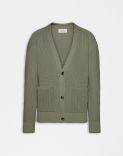 Cardigan couleur vert sauge en coton biologique 1