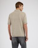Polo beige in lino e cotone con bottoni e manica corta 4