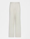 Pantalone color crema con piega in crepe cover 1