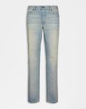 Jeans blu in denim con trattamento 