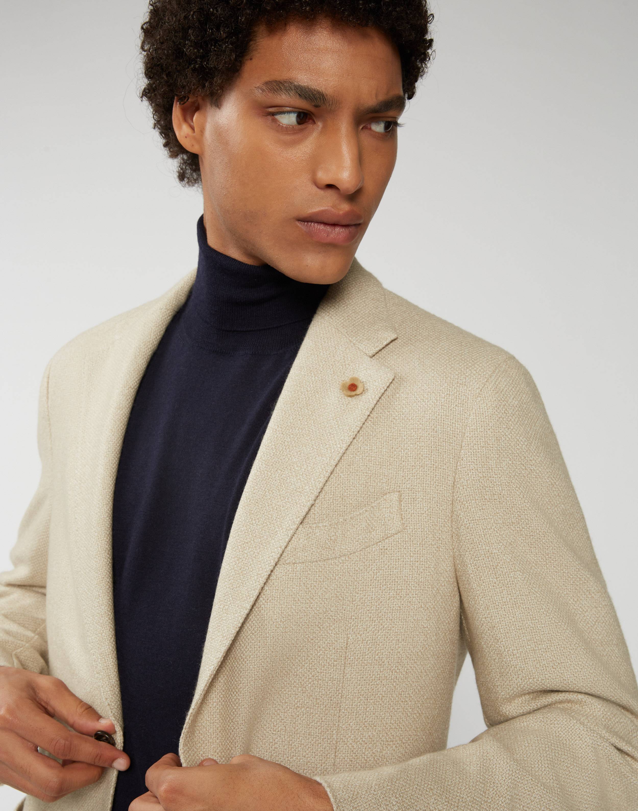 Cream-and-beige jacket in cashmere and silk - Supersoft 