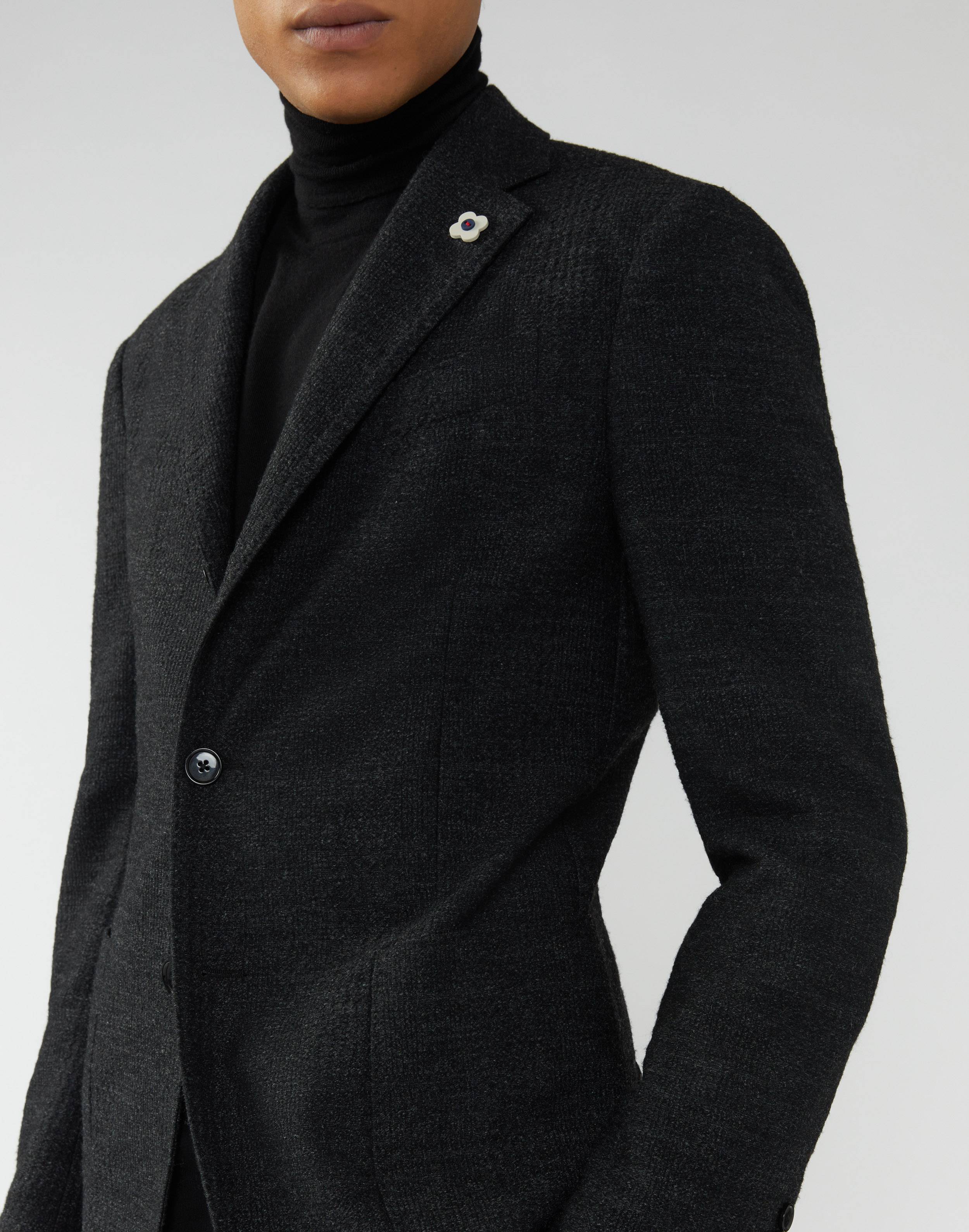 Veste motif Prince de Galles effet chenille noire et grise - Easy Wear